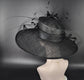 Black Wide Brim Kentucky Derby Hat,Ascot Hat for Wedding & Tea Party, Garden Party Hat, Mother of the Bride, Church