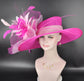 Fuchsia Pink Sinamay Kentucky Derby Hat: Feather Floral Wide Brim