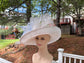 White Blue Feather  Flower Wide Brim Kentucky Derby Hat,Ascot Hat for Wedding & Tea Party, Garden Party Hat, Mother of the Bride, Church