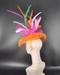 Feather Fascinator Hat: Orange Sinamay Kentucky Derby Tea Party Hat
