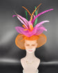 Feather Fascinator Hat: Orange Sinamay Kentucky Derby Tea Party Hat
