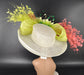 Ivory Sinamay Kentucky Derby Hat: Wide Brim Wedding Tea Party Hat