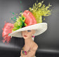 Ivory Sinamay Kentucky Derby Hat: Wide Brim Wedding Tea Party Hat