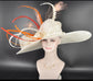 Wide Brim Kentucky Derby Hat, Ascot Hat for Wedding & Tea Party, Garden Party Hat, Mother of the Bride, Church Ivory Orange Red Pink