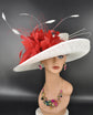 Wide Brim Sinamay Derby Hat: Red Flower Ascot Race Day Hat