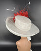 Wide Brim Sinamay Derby Hat: Red Flower Ascot Race Day Hat