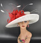 Wide Brim Sinamay Derby Hat: Red Flower Ascot Race Day Hat