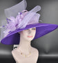Purple Sinamay Kentucky Derby Hat: Wide Brim Wedding Tea Party