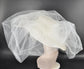 White Sinamay Kentucky Derby Hat: Wide Brim Wedding Church Hat with Veil