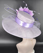 Wide Brim Sinamay Kentucky Derby Hat: Lilac Feather Flower