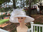 Wide Brim Sinamay Derby Hat: Feather Flower Wedding Church Hat