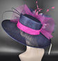 Sinamay Kentucky Derby Hat: Navy Blue Wide Brim Tea Party Hat