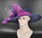 Sinamay Kentucky Derby Hat: Navy Blue Wide Brim Tea Party Hat