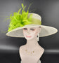 Kentucky Derby Hat: Ivory Sinamay Wide Brim Feather Ascot Hat