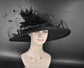 Black Wide Brim Kentucky Derby Hat,Ascot Hat for Wedding & Tea Party, Garden Party Hat, Mother of the Bride, Church