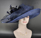Navy Blue Kentucky Derby Hat: Feather Flower & Ostrich Quill Sinamay