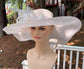 White Wide Brim Sinamay Derby Hat: Oaks, Easter, Wedding