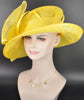 Lemon Yellow Sinamay Kentucky Derby Hat: Wide Brim Floral Millinery