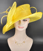 Lemon Yellow Sinamay Kentucky Derby Hat: Wide Brim Floral Millinery