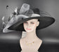 Black Sinamay Kentucky Derby Hat: Feather Flower Wide Brim
