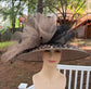 Taupe Leopard Wide Brim Sinamay hat, Kentucky derby Hat, Wedding Guest Hat, Tea Party Hat, Ascot Royal Style Hat,Oaks Day Hat