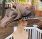 Taupe Leopard Wide Brim Sinamay hat, Kentucky derby Hat, Wedding Guest Hat, Tea Party Hat, Ascot Royal Style Hat,Oaks Day Hat