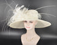 Wide Brim Off White Sinamay Hat: Kentucky Derby, Tea Party, Wedding