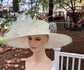 Off White Wide Brim Kentucky Derby Hat, Ascot Hat for Wedding & Tea Party, Garden Party Hat, Mother of the Bride, Church