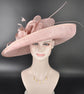 Church Kentucky Derby Hat Carriage Tea Party Wedding Wide Brim Royal Ascot Horse Race Oaks day Hat Blush Pink Dusty Pink