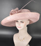 Church Kentucky Derby Hat Carriage Tea Party Wedding Wide Brim Royal Ascot Horse Race Oaks day Hat Blush Pink Dusty Pink