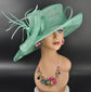 Turquoise Sinamay Kentucky Derby Hat: Wide Brim Floppy Church Wedding