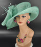 Turquoise Sinamay Kentucky Derby Hat: Wide Brim Floppy Church Wedding