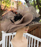 Taupe Leopard Wide Brim Sinamay hat, Kentucky derby Hat, Wedding Guest Hat, Tea Party Hat, Ascot Royal Style Hat,Oaks Day Hat