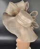 Taupe Sinamay Derby Hat: Church, Tea Party, Wedding Wide Brim