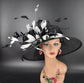 White Sinamay Kentucky Derby Hat: Wide Brim, Linen Bow & Feather
