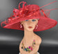 TH21009 Red Wide Brim Sinamay Hat Church Kentucky Derby Hat Carriage Tea Party Wedding  Royal Ascot Horse Race Oaks day hat