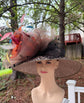 Taupe Leopard Orange Pink  Wide Brim Kentucky Derby Hat, Ascot Hat for Wedding & Tea Party, Garden Party Hat, Mother of the Bride, Church