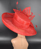 Red Sinamay Kentucky Derby Hat: Wide Brim Royal Ascot Race Day