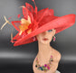 Red Sinamay Kentucky Derby Hat: Wide Brim Royal Ascot Race Day