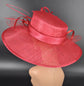 TH21009 Red Wide Brim Sinamay Hat Church Kentucky Derby Hat Carriage Tea Party Wedding  Royal Ascot Horse Race Oaks day hat
