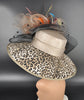 Leopard Print Kentucky Derby Hat: Taupe Sinamay Wide Brim