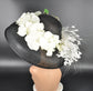 Kentucky Derby Hat: Audrey Hepburn Style Black Sinamay Wide Brim with Orchids