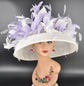 Lavender Goose Feather Sinamay Derby Hat: Audrey Hepburn Style