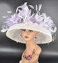 Lavender Goose Feather Sinamay Derby Hat: Audrey Hepburn Style