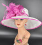 White Sinamay Kentucky Derby Hat: Fuchsia Feather Ascot Hat