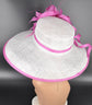 White Sinamay Kentucky Derby Hat: Fuchsia Feather Ascot Hat
