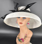 White Black Audrey Hepburn Style Hat, Kentucky Derby Hat, Ascot Royal Hat, Tea Wedding Garden Party Hat, Mother of the Bride Hat, Church