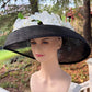 Derby Hat: Audrey Hepburn Style Black Sinamay Wide Brim with Orchids