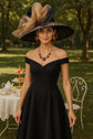 Wide Brim Kentucky Derby Hat, Ascot Hat for Wedding & Tea Party, Garden Party Hat, Mother of the Bride, Church – Black w Leopa