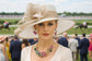 Wide Brim Sinamay Kentucky Derby Hat: White & Taupe Formal Fashion